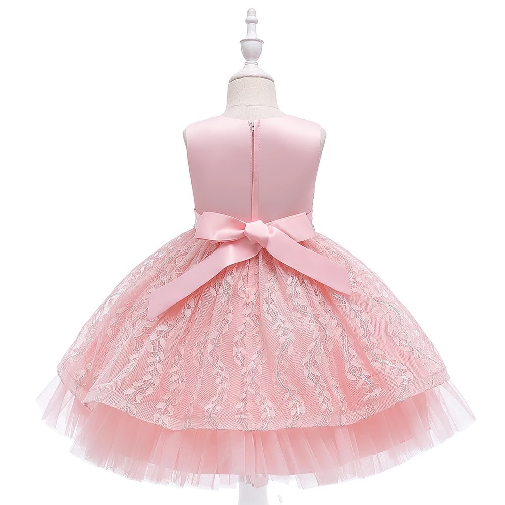 Fancy Pearl Embroidered Floral Birthday Girl Dress - Picture 2 of 9
